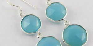 Aura Of Beauty !! Blue Chalcedony 925 Sterling Silver Earring