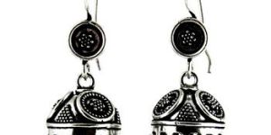 Indian Style Oxidized Plain Silver Earring