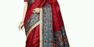 Maroon Bhagalpuri Silk Saree