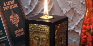 DDASS BLACK BUDHHA TEA LIGHT HOLDER FOR DECOR