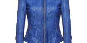 Ladies Royal Blue Leather Jacket