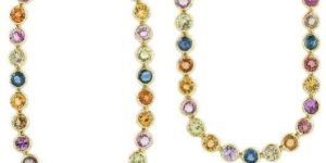 18kt Rose Gold Multi Sapphire Dangle Earring