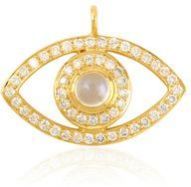 Gold Moonstone Genuine Diamond Evil Eye
