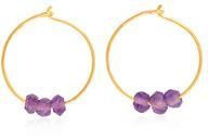 Yellow Gold Amethyst Hoop Earring