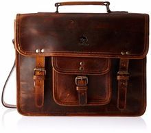 Leather Crazy Horse Satchel Messenger Bag Office Bag