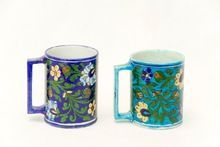 Vinatge Jaipuri Ceramic Blue Pottery Beer Mug