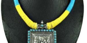 Oxidised Sterling Silver Antique Jewellery Fashion Turquoise Gemstone Thread Necklace