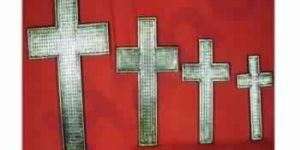 Wooden White Metallic Church Cross Sign