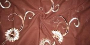 cotton voile fabricBrown with embroidery-5 yards-44 inch