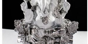 Ceramic Ganesha with Silver Finish Plating