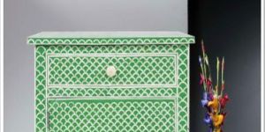 Bone Inlaid Nightstand-Fish Scale