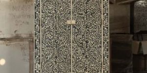 Floral Bone Inlay Wardrobe-Black