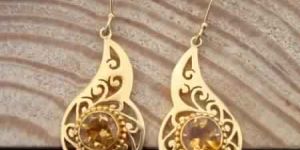 NATURAL CITRINE QUARTZ GEMSTONE 925 STERLING SILVER DROP DANGLE EARRINGS