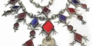 RAJASTHANI OLD SILVER MULTICOLORED 925 NECKLACE
