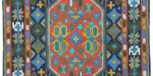 CHAINSTITCH TAPESTRY WOOLEN RUG KILIM, MULTICOLOR EMBROIDERY 2.5X4 FEET