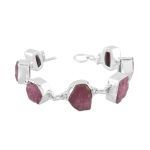 925 Silver Ruby Rough Stone Bracelet