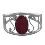 925 Sterling Silver Ruby Quartz Cuff Bracelet