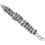 Double Layer Rough Stone Silver Bracelet