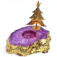 Pink Stone Agate Jade Tealight Candle Holder