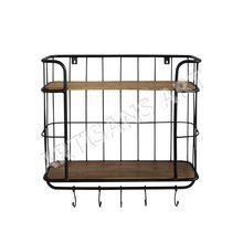 Metal Wall Shelf with Hooks