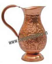 Copper Water Jug Embossed Handmade Copper Utensils