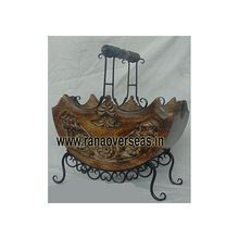 Decorative Wood Carved Iron Combination Magazine Racks