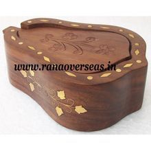 Wooden Carved Brass Inlay Coaster Set