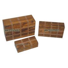 Wooden Inlay Packing Boxes Set of 3 Pcs