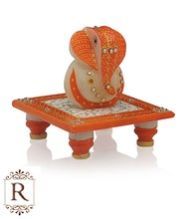 Chowki Ganesha Painting Marble