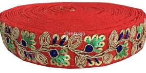 9 Meter Lace Red Cotton Embroidery Cotton Mix