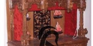 TEAK WOOD TEMPLE WITH CURTAINS