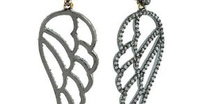 Diamond Feather Dangle Earring