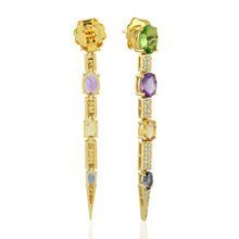 Genuine Diamond Amethyst Citrine Io-lite Peridot Latest Design Dangle Earring