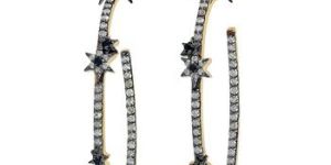 Gold Sapphire Hoop Earring