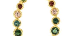 Gold Tourmaline Ear Climber Women Party Wear Earring