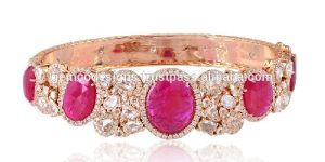Rose Cut Diamond Indian Ruby Handmade Bangle