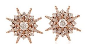 Rose Gold Pave Diamond Engagement Stud Earring