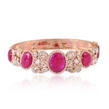 Rose Gold Rose Cut Diamond Indian Ruby Handmade Bangle
