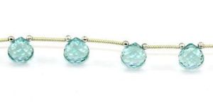 Swiss Blue Topaz Hydro Quartz Onion Shape Faceted Briolette Bead