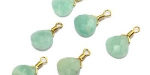 Teardrop Natural Amazonite Gold Plated