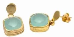 Aqua Chalcedony Fashion Silver Earring
