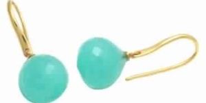 Aqua Chalcedony Onion Shape Fashion Earring