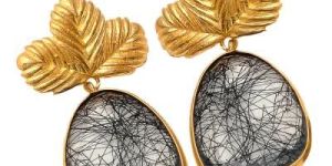 Black Rutile Fancy Gemstone Earring