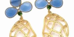 Light Blue Chalcedony Silver Fashion Earring