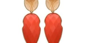 Orange Chalcedony And Peach Chalcedony Silver Earring