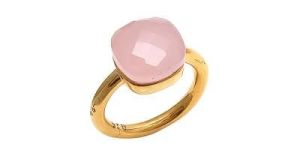 Rose Chalcedony 925 Sterling Silver Cushion Shape Gemstone Ring