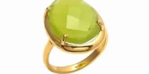 Sea Green Chalcedony Vermeil Gold Ring
