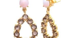 Smoky Quartz Earring, Gift for Her, Double Drop Dangling Earring