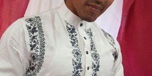 White Kurta with Black Embroidery