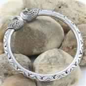 HANDMADE PEACOCK DESIGN SILVER BANGLE